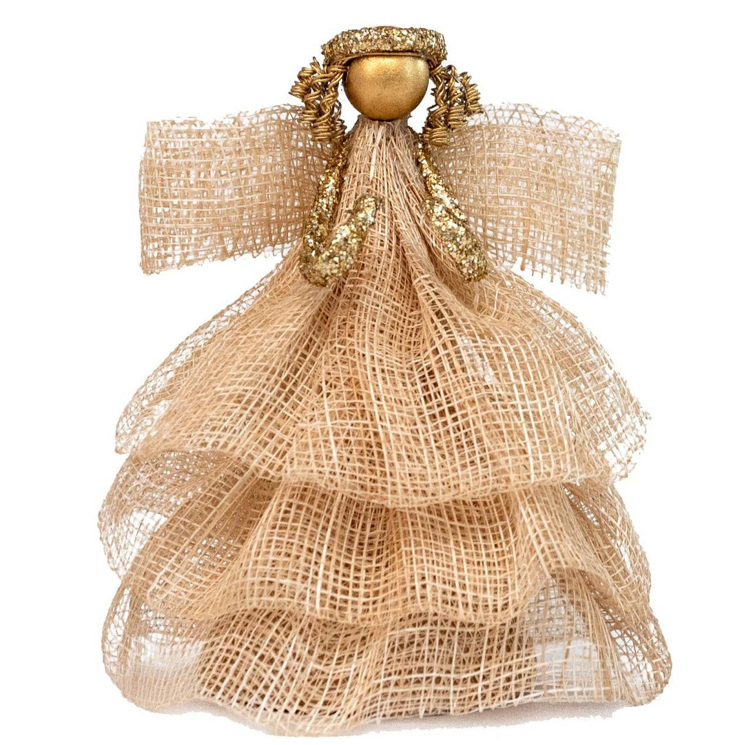 4.5" Sinamay Angel Orn W/Layered Dress (Natural)