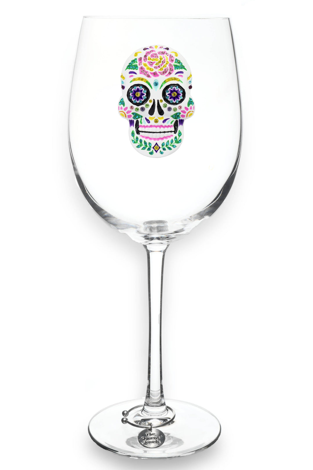Sugar Skull Stemmed Wine Glass