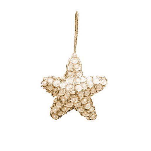 4" Clamrose Star Ornament with Pearls: Gold