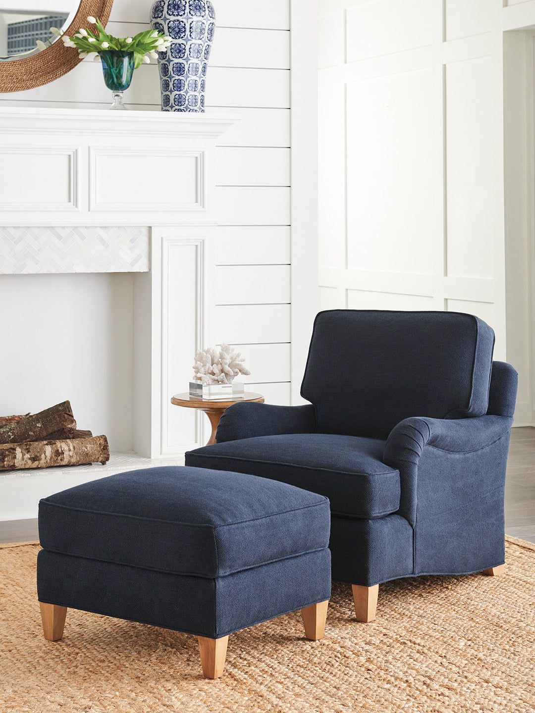 Barclay Butera Upholstery - Grady Ottoman - Blue