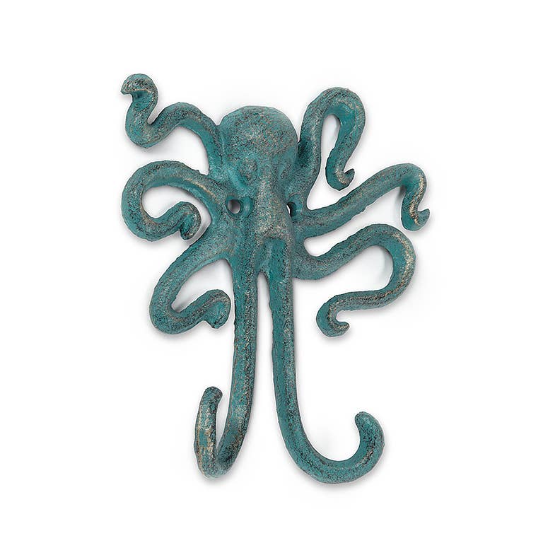 Octopus Hook-Verdigris-6" H
