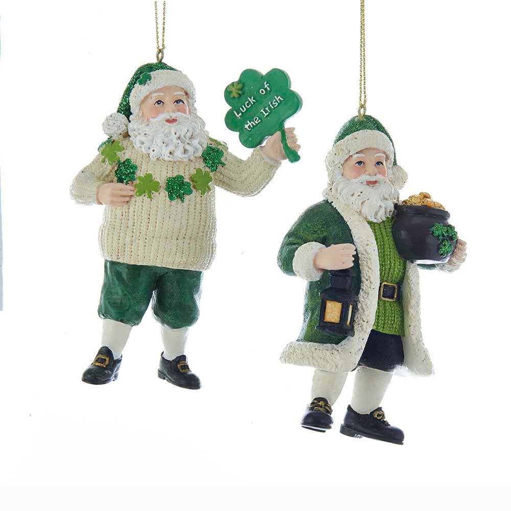 4"RESIN IRISH SANTA ORNAMENT 2/ASSTD