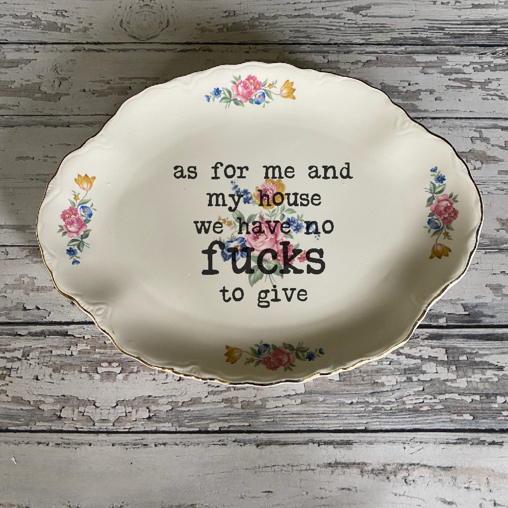 Upcycled Funny Plates, No Fucks Home ,Gift Shop, Tourist