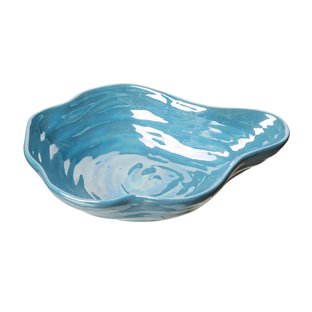 Blue Iridescent Shell Coastal Decorative Dish