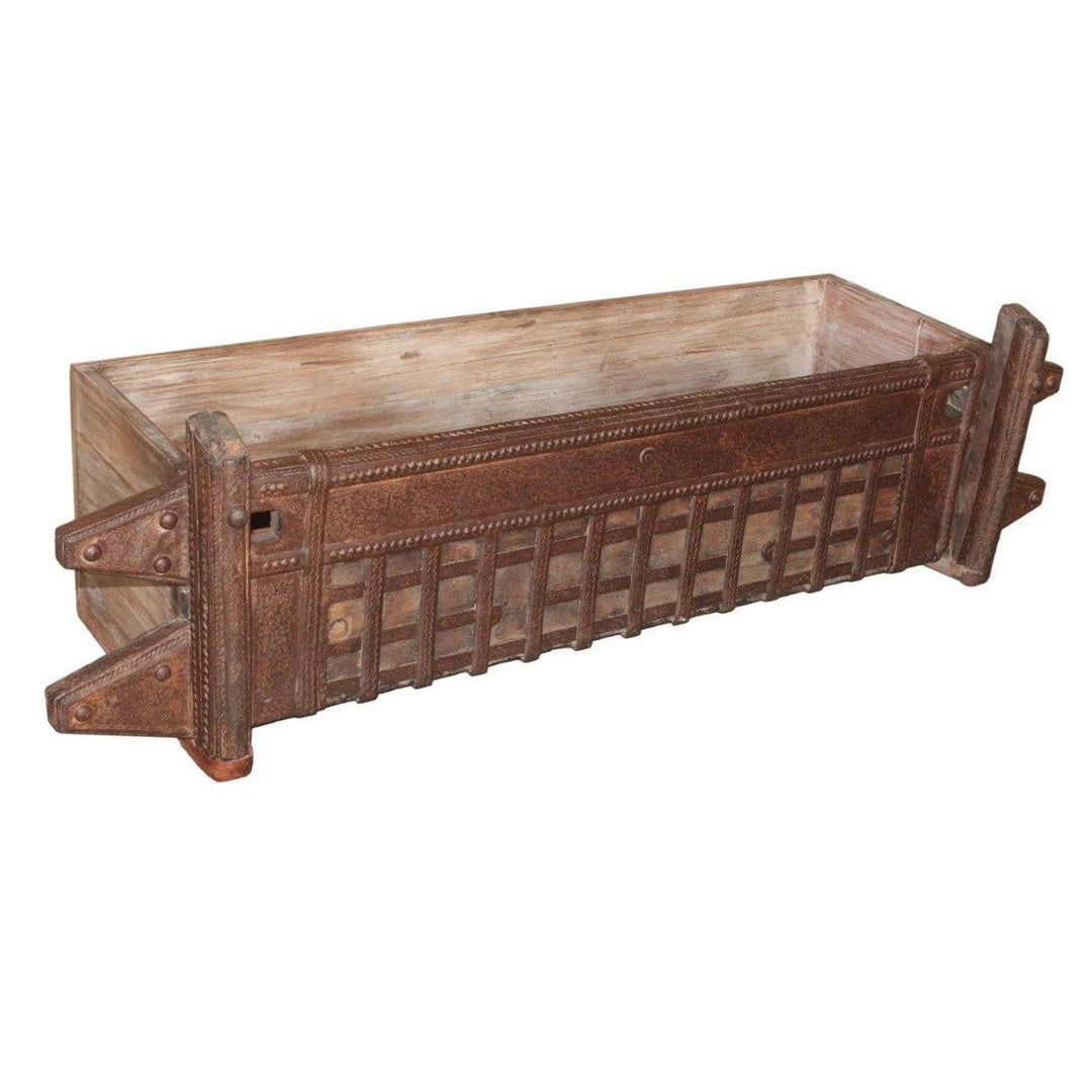 Wood Iron Planter - Light Brown