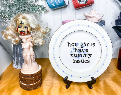 Upcycled Funny Plates, Hot Girls and Tummy Aches, Gift Shop