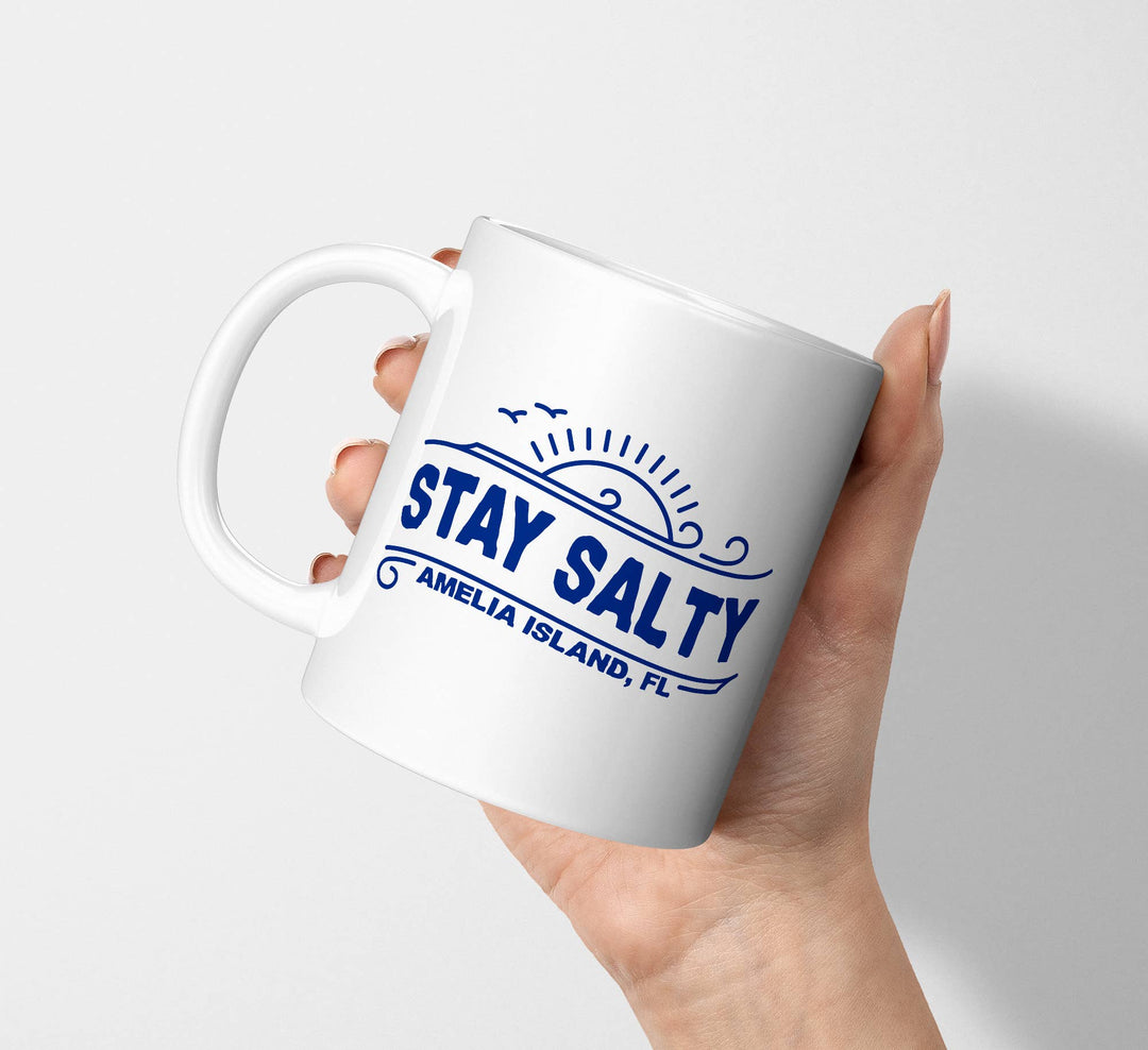 Custom Stay Salty Beach City Coffee Mug: 15 Ounce Jumbo
