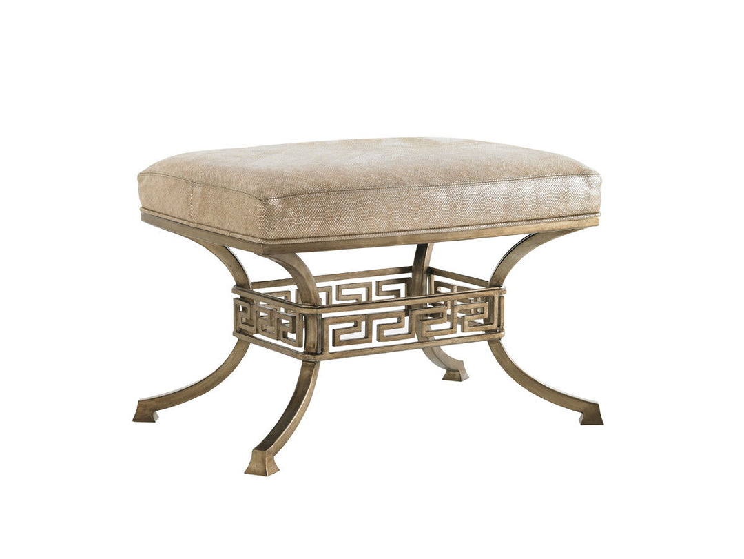 Tower Place - Beldon Leather Ottoman - Beige / Pearl Silver