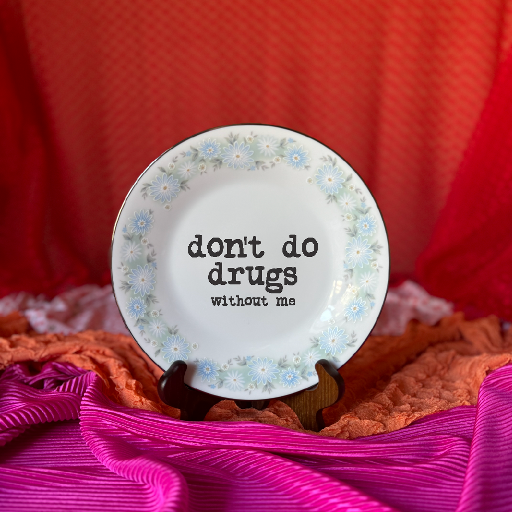 Upcycled Funny Plates, Don't Do Drugs, Gift Shop, Tourists