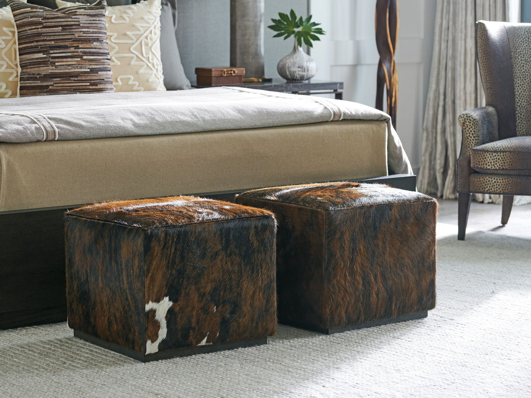 Barclay Butera Upholstery - Colby Leather Ottoman - Brown