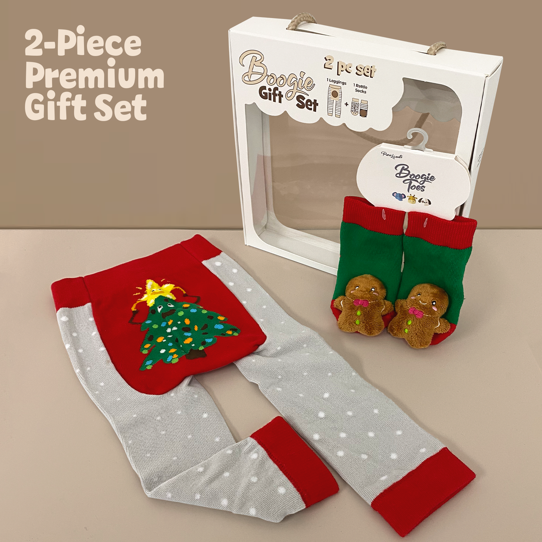 Xmas/Ginger 2-Pc Boogie Toes & Tight Baby Gift Set Up to 18M: 6-12 Months