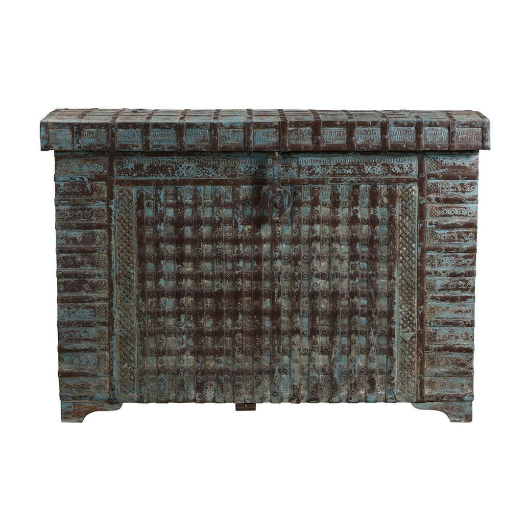 48" Reclaimed Wood Trunk Console - Dark Gray / Blue