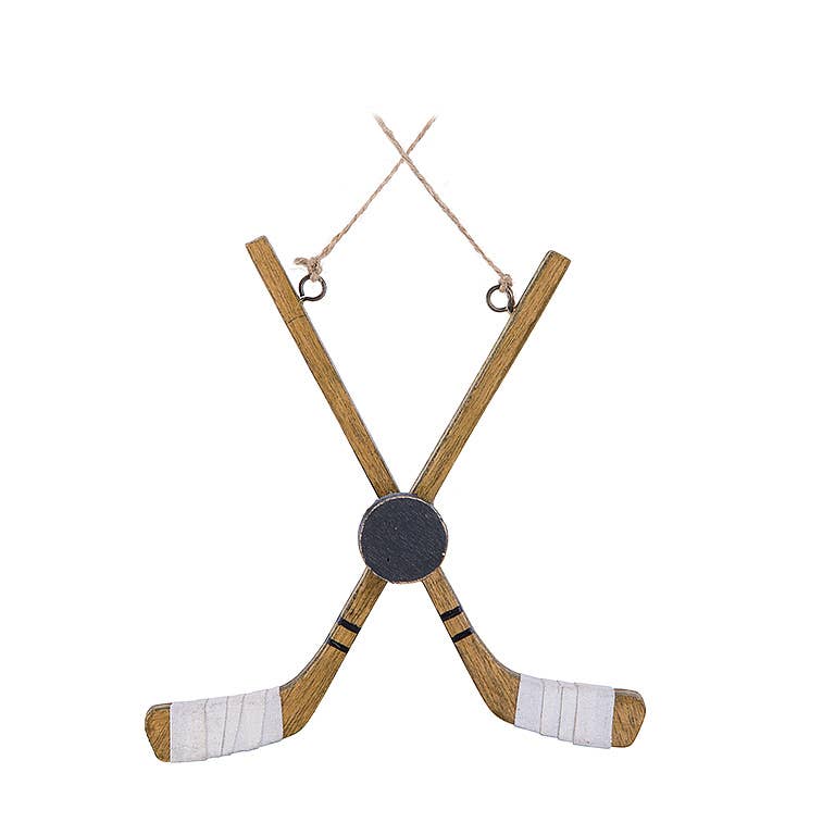 Crossed Stick & Puck Ornament-7"L-2969