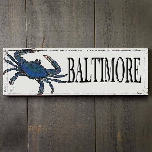 S3456 (S95) - Blue Crab Sign With Black Text