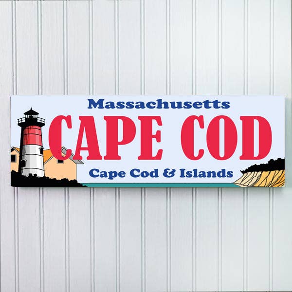 S533- Cape Cod License Plate Sign With Red Text