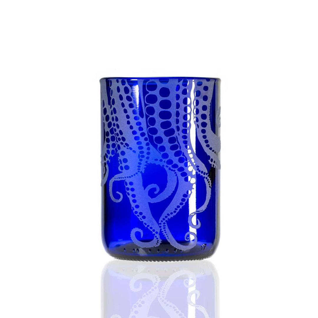 Upcycled Oscar Octopus 12oz Blue Repurposed Tumbler