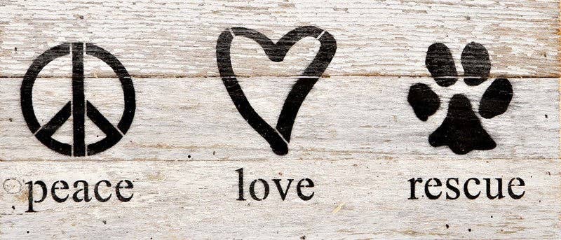 peace, love, rescue (graphics)... 14x6 Wall Sign