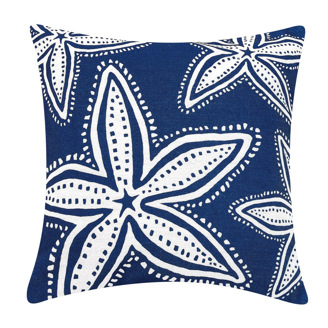 Starfish Navy Printed Indoor/Outdoor Pillow by Kate Nelligan
