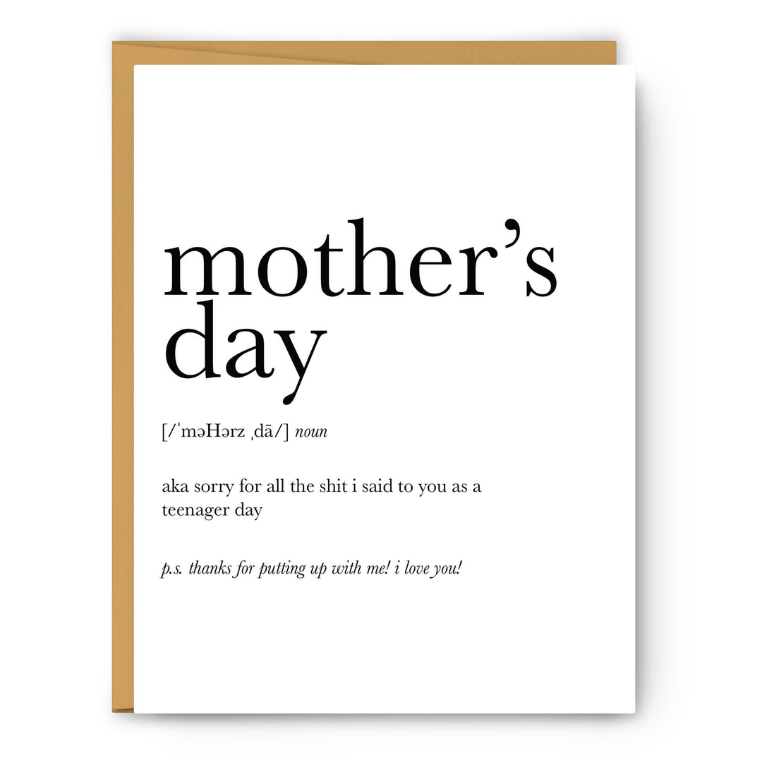 Mother's Day Definition (sorry) - Mother's Day Card
