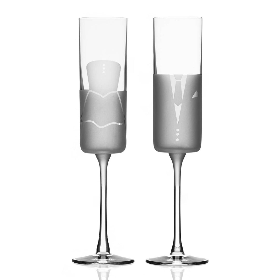Wedding Cheers Romance Flute 5.75oz - Set of 2 (Suit/Dress)