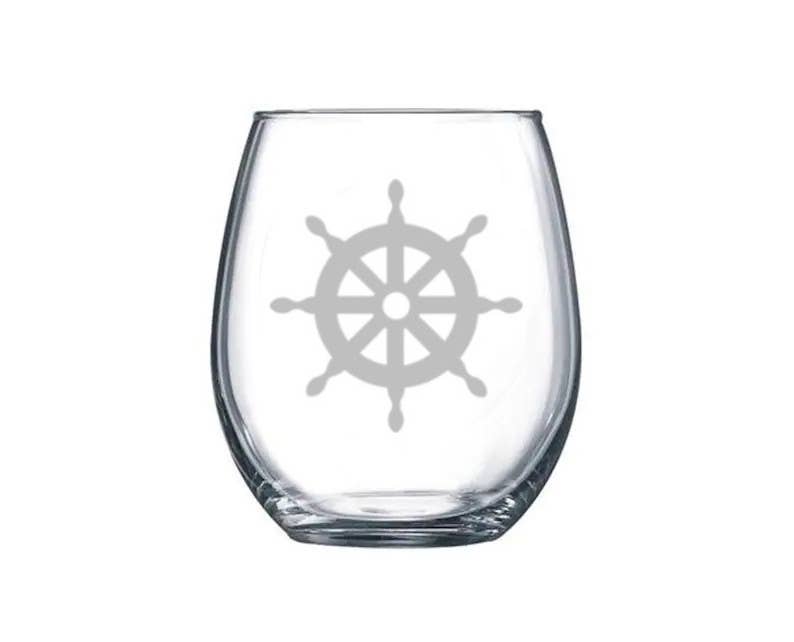 Wine Glass - Ship Wheel