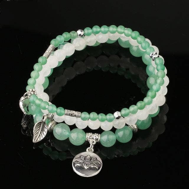 Multiple Styles of Natural Stone Flower Charm Bracelets 3pcs