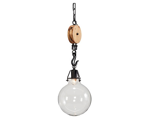 CLEAR GLASS GLOBE ON PULLEY