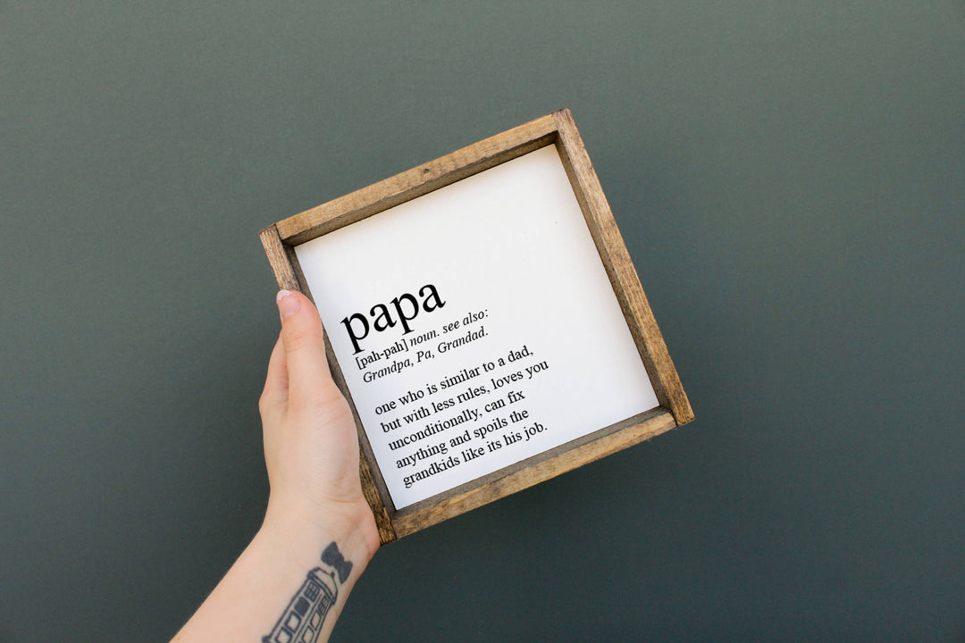 Papa Definition Wood Sign