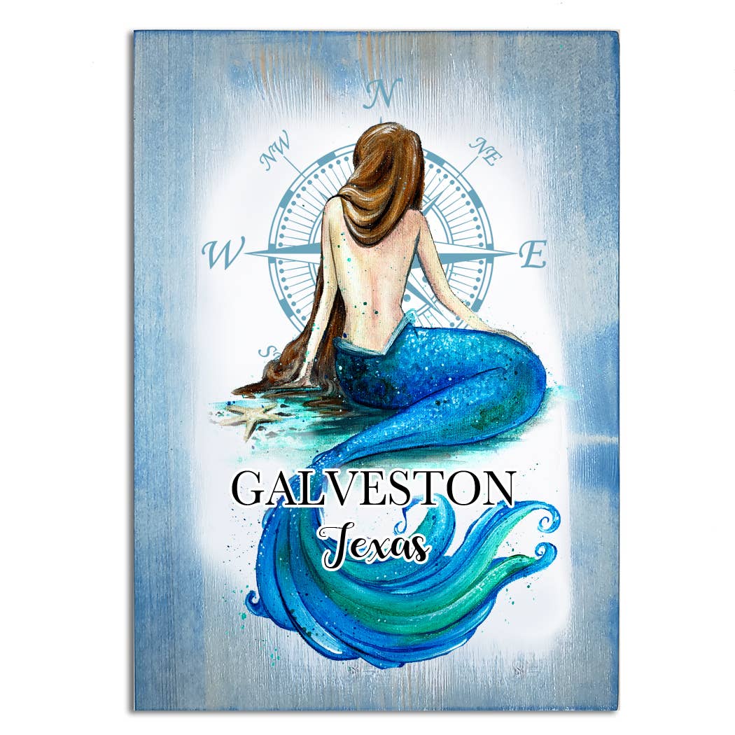5x7 Wood Mini Art- Mermaid- Custom Location
