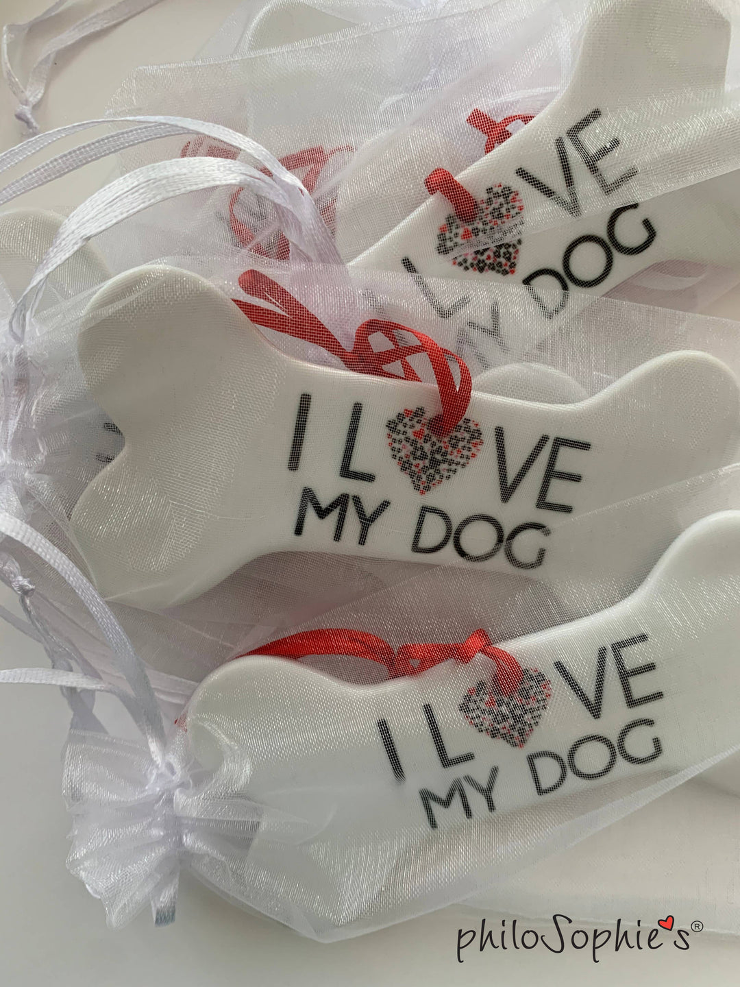 I love my dog - Christmas Ornament Bone