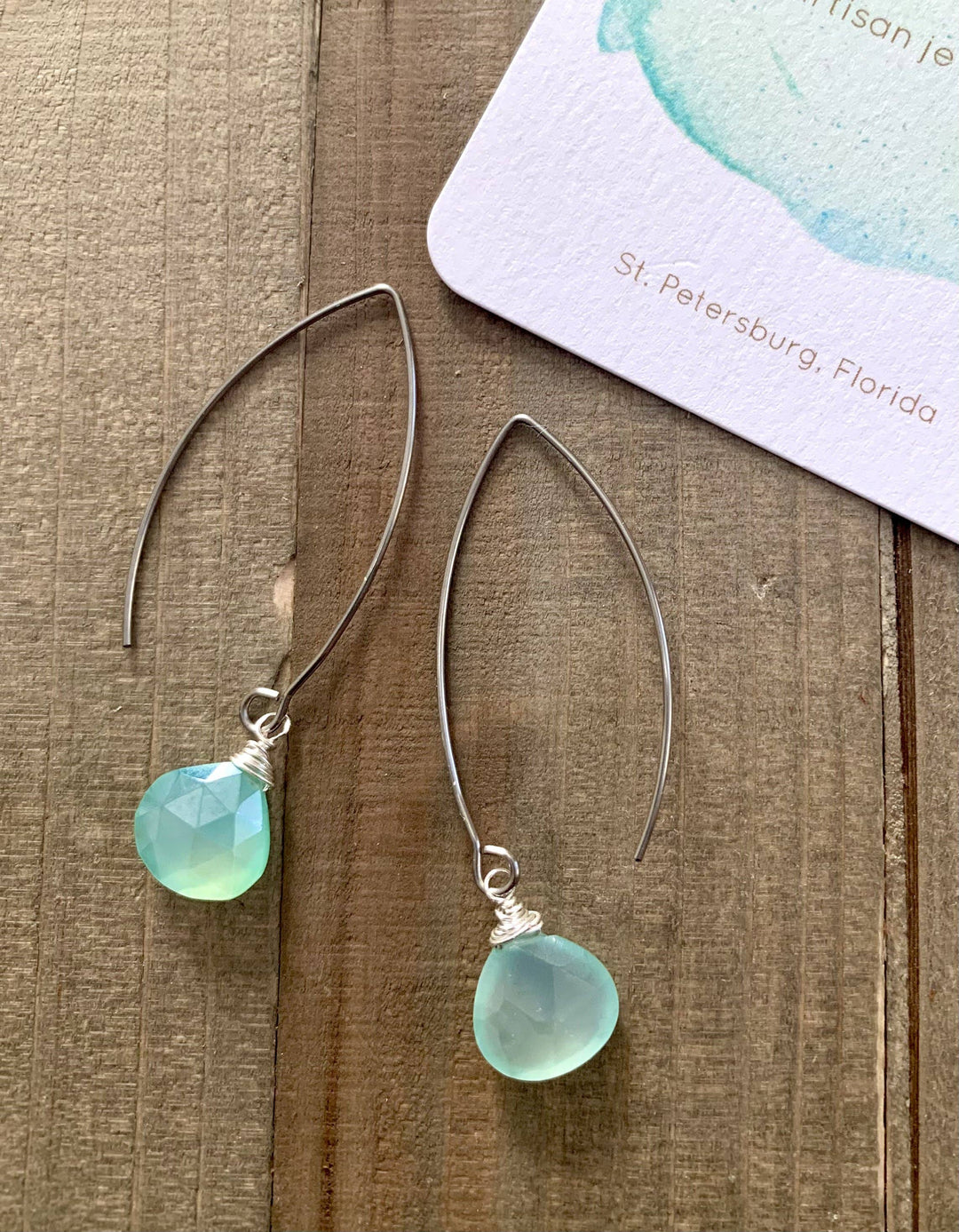 Festival Vibes- aqua teardrop gemstone dangle earrings
