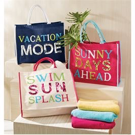 DAZZLE JUTE TOTE NAVY-VACATION MODE