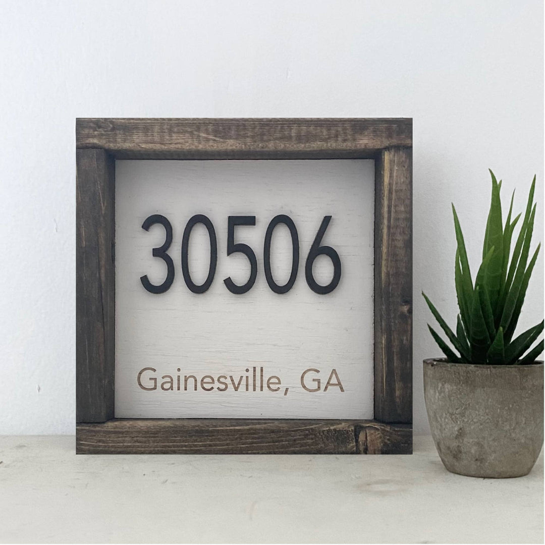 7x7 "Any" Zip Code Sign - City Name - 3D Wood Sign