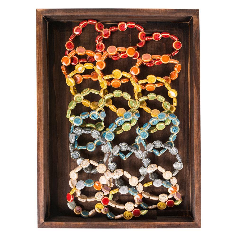 Flat Circle Shape Clay Mini Bracelet - Assorted 24 Pack