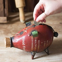RECYCLED IRON RED PIGGY BANK