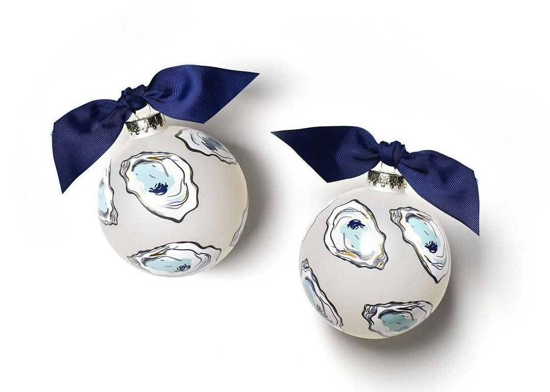 Oyster Print Glass Ornament