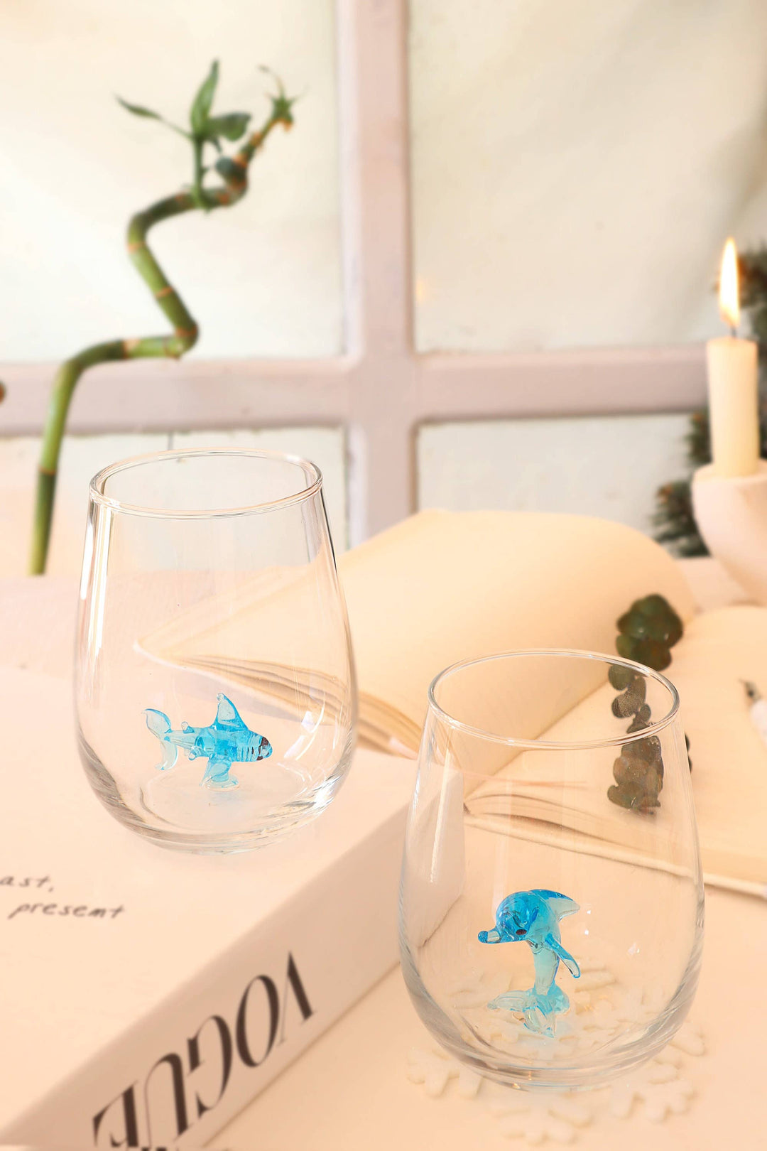 Ocean animals drink glasses, glass mug, glassware, wine cup