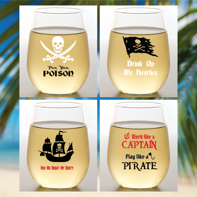 PIRATES Shatterproof Wine Glasses