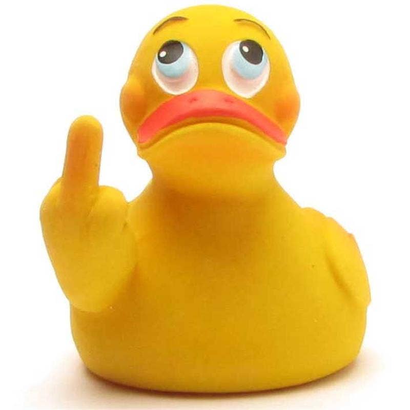 Badeente Stinkefinger "Siggi" - Gummiente