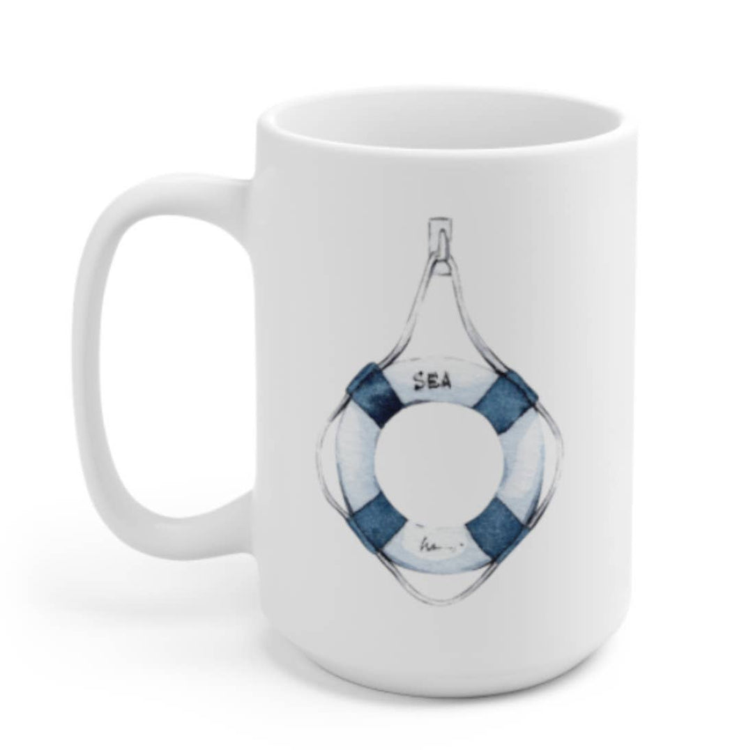 Blue and White Rescue Buoy Mug