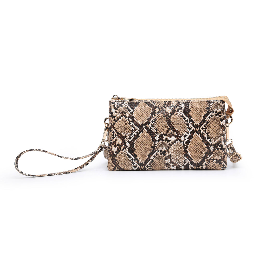 M013PY Riley Python 3 Compartment Crossbody/Wristlet