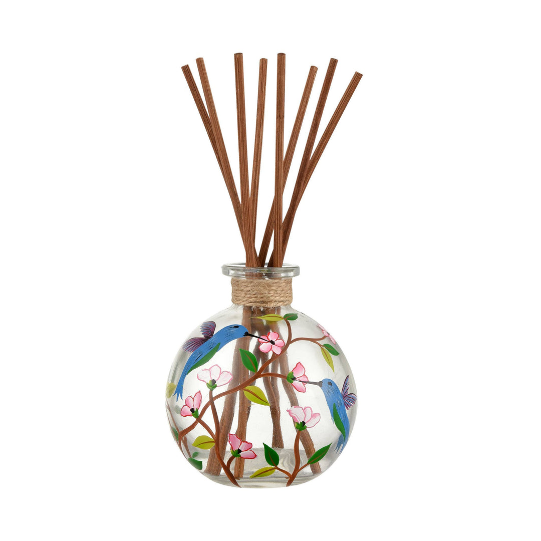 Hummingbird Painted Round Glass Reed Diffuser