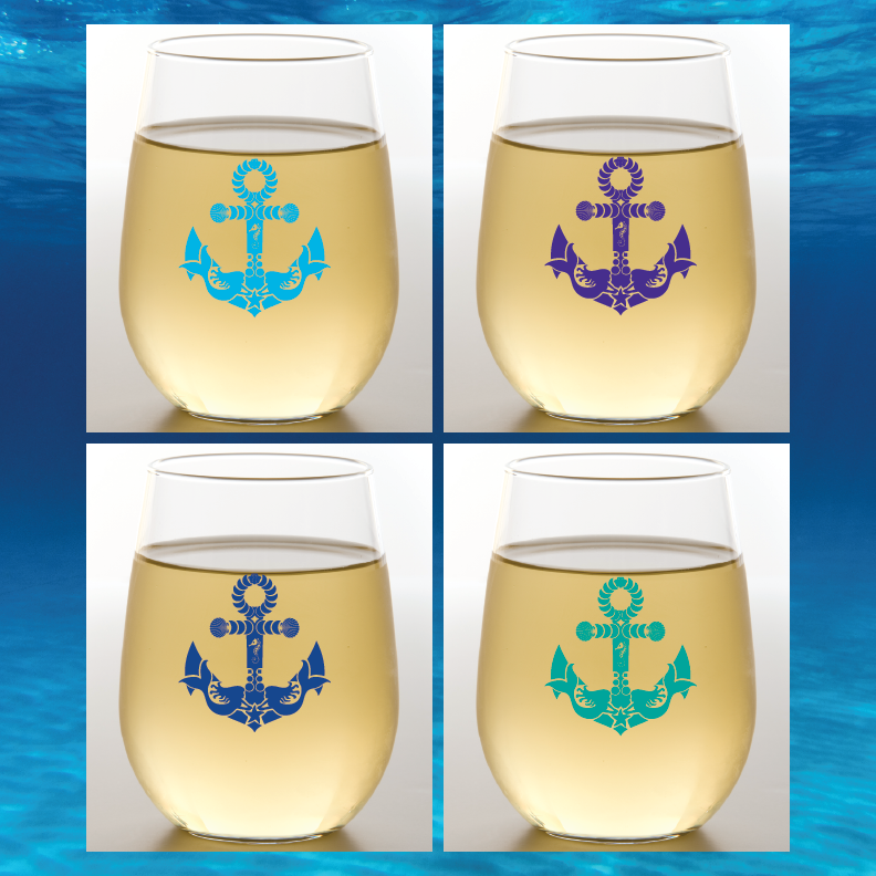 ANCHORS OF THE SEA Shatterproof Wine Glasses