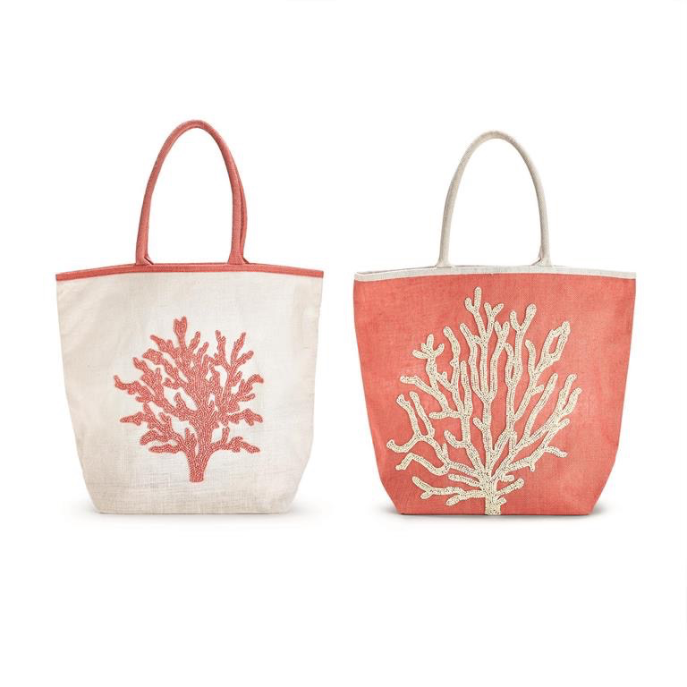 CORAL BEADED TOTE
