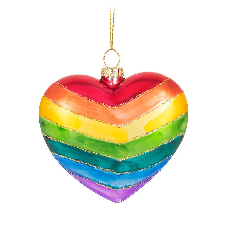 Rainbow Heart Ornament-3.5"W