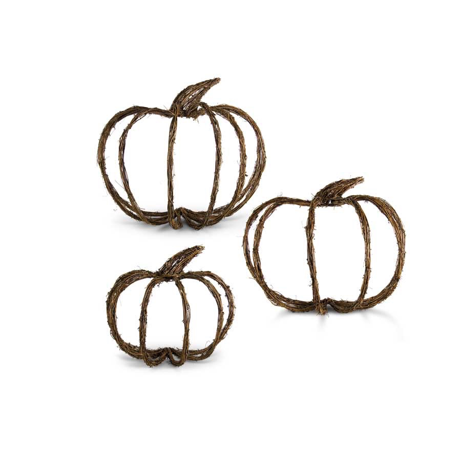 GRAPEVINE WALL HANGING HALF PUMPKIN-SMALL
