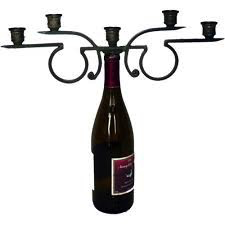 WINE BOTTLE CANDELABRA ROSE 4 ARM