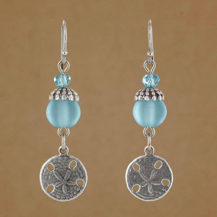 Sea Glass Sand Dollar Earring 1749-SP