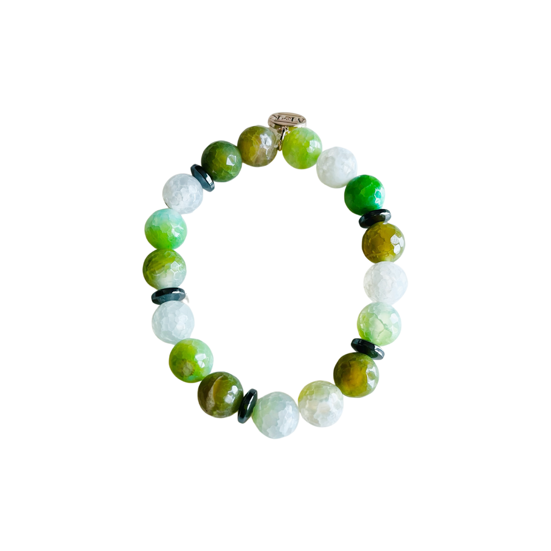Green Fire Agate Stretch Bracelet