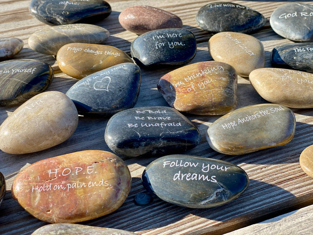 Inspirational River Rock Word Stones - MIX